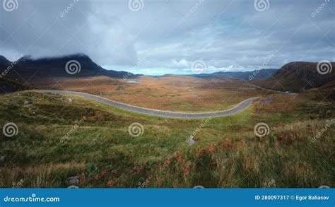 Amazing Panorama of a Mountain Road in the Scottish Highlands Stock Image - Image of grass, turn ...