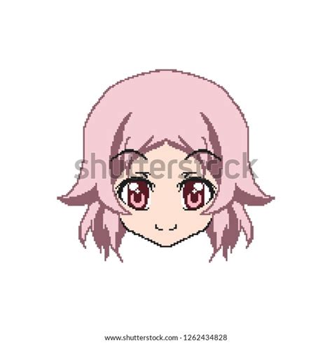 Cute Pixel Girl Pink Hair Anime Stock Vector Royalty Free 1262434828 Shutterstock