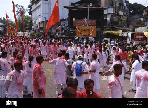 Pune India September 29 2023 Ganesh Immersion Procession Dhol