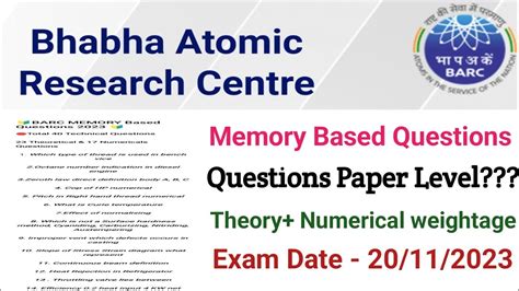 Barc Exam Review Barc Memory Based Questions Barc Exam