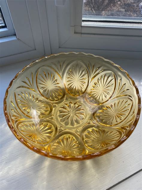 Vintage Amber Glass Bowl Indiana Glass Serving Bowl Etsy