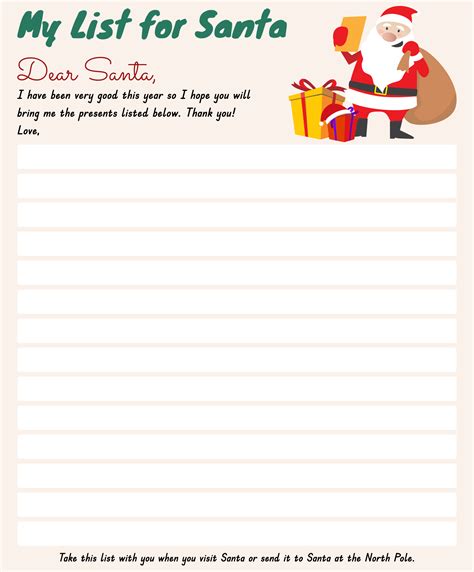 Printable Secret Santa List Template