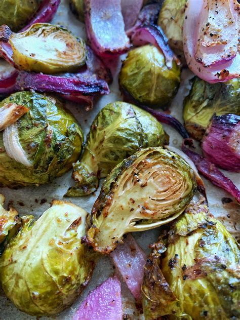 Roasted Maple Mustard Brussels Sprouts Holly S Nutrition Kitchen