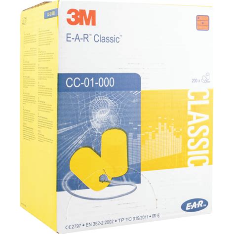 3m Ear Disposable Ear Plugs Corded Not Detectable Barrel Plug Shape 28db Yellow Foam Pack