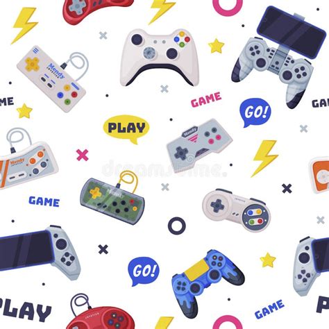 Modern Game Console Controllers Seamless Pattern Video Game Players