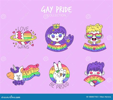 Varios Stickers Del Orgullo Gay Stock de ilustración Ilustración de orgullo indicador
