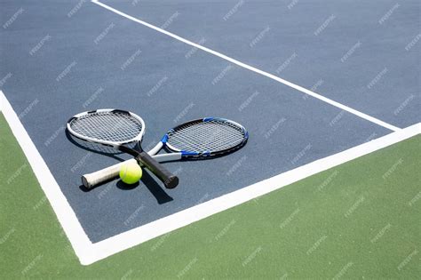 Premium Photo Tennis Racquets And Ball In Court