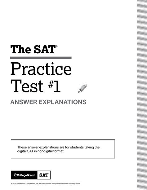 Sat Practice Test 1 Answers The Sat ® Practice Test 1 Answer