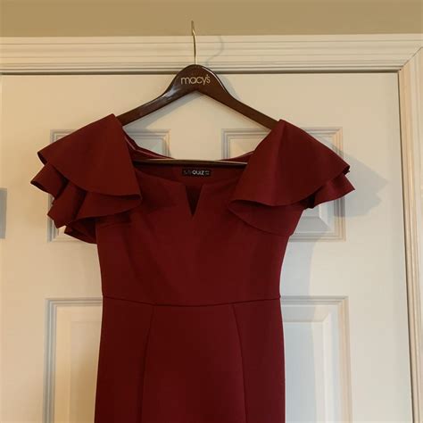 Quiz Women S Red And Burgundy Dress Depop