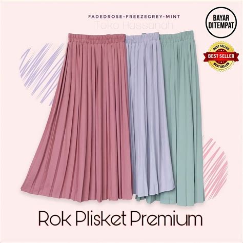 Jual Rok Plisket Bahan Hyget Premium Size Fit M Xxl Pinggang Karet Rok Plisket Jumbo Premium