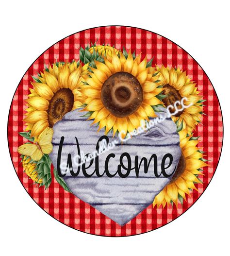 Welcome Sunflower Wreath Signsunflower Wreath Signmetal Wreath Signround Wreath Signsigns