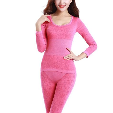 New Women Winter Thermal Warm Sloid Underwear Suit Ladies Thermal Underwear Set Women Long Johns