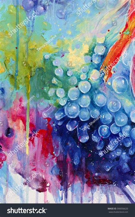 Acrylic Abstract Rainbow Painting Coral Reef Stock Illustration ...