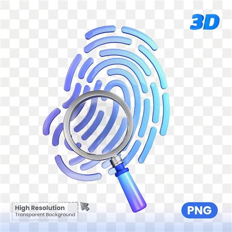 Premium PSD Fingerprint Identification 3D Illustration Psd