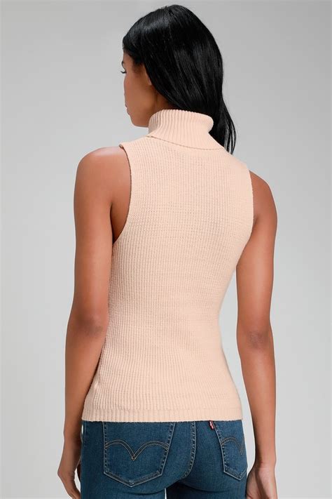 Cute Sleeveless Sweater Turtleneck Sweater Pale Pink Top Lulus