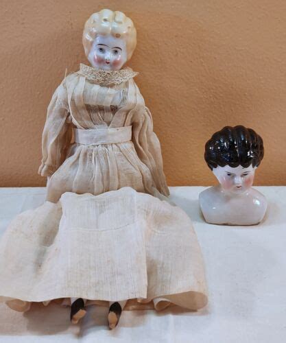 Antique China Head Dolls Low Brow Cloth Body Ebay