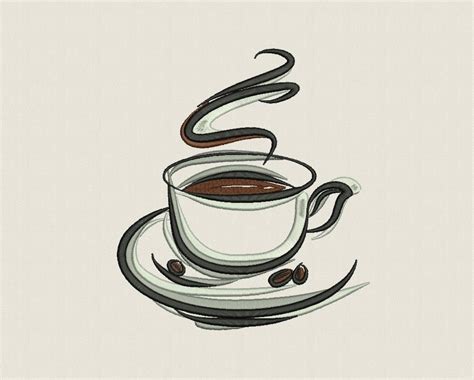 Machine Embroidery Design Coffee Coffee Cup Embroidery Etsy