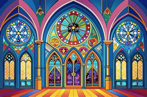 Colorful Stained Glass Window In A Church With An Ornate Design Religious Spiritual And