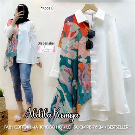 Jual Kemeja Wanita Katun Print Import Aldila Ld Jumbo Adila E Kota