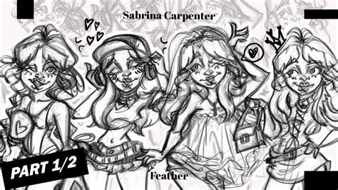 SKETCH Sabrina Carpenter Feather Fan ART Drawing Process Part 1 2