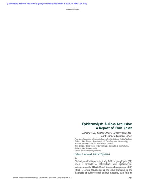 Pdf Epidermolysis Bullosa Acquisita A Report Of Four Cases