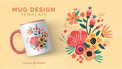 Flower Bouquet Nature Flat Mug Template Vector Download