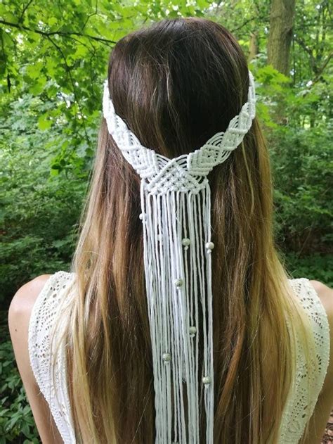 Macrame Headband In 2020 Macrame Headband Macrame Wedding Headpiece