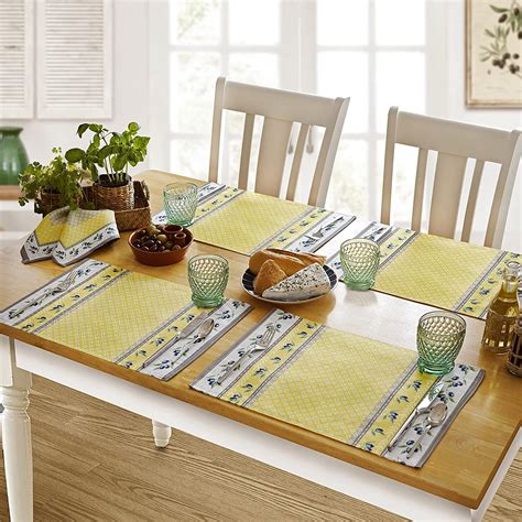 Home Bargains Plus Rectangle Set Of 4 Fabric Placemats Olivier Yellow