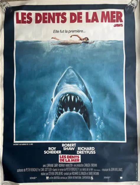 LES DENTS DE LA MER JAWS affiche originale 1976 Entoilée