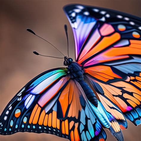 Premium Ai Image Monarch Butterfly Wing Closeup Butterfly Wing Orange