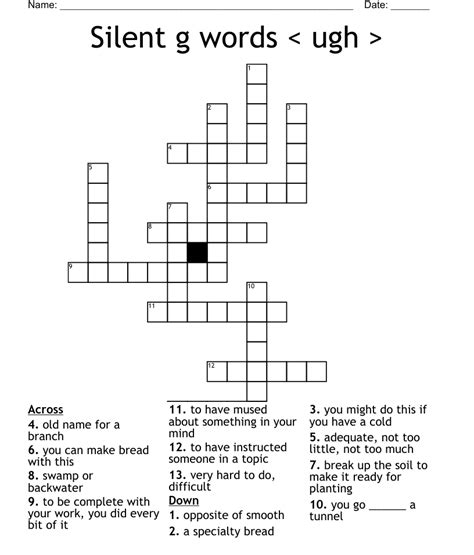 Silent G Words Crossword Wordmint