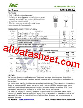 Bta Cw Datasheet Pdf Inchange Semiconductor Company Limited