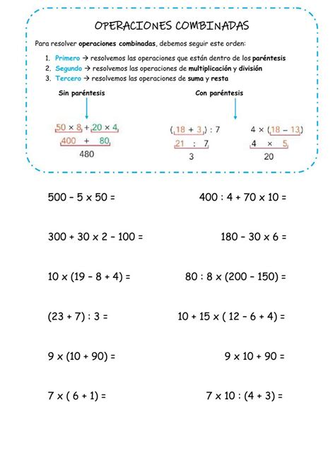 Sobre Amante Adi S Operaciones Combinadas Para Quinto Grado De Primaria