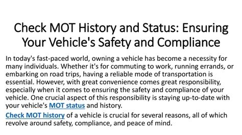 Ppt Check Mot History And Status Ensuring Your Vehicles Safety And