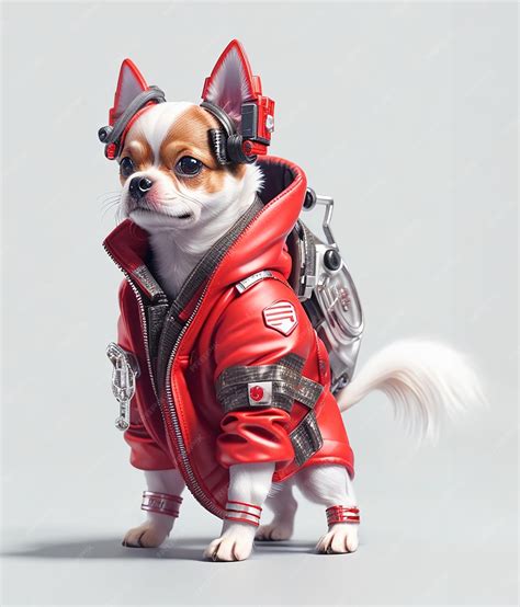 Premium AI Image | A futuristic dog soldier wearing cyberpunk jacket