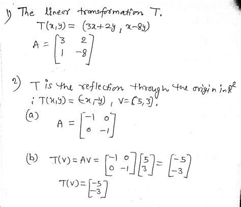 Solved Find The Standard Matrix For The Linear Transformation T T