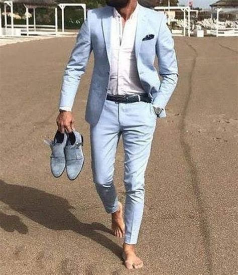 Sky Blue Suits For Men Men Suits 2 Piece Slim Fit Suits Two Etsy