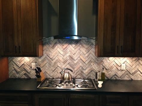 Whitewash Herringbone Pattern Using Reclaimed Barn Wood Used As A