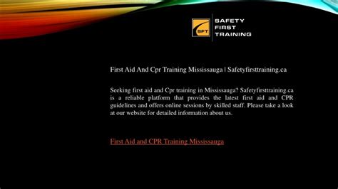 Ppt First Aid And Cpr Training Mississauga Safetyfirsttraining Ca