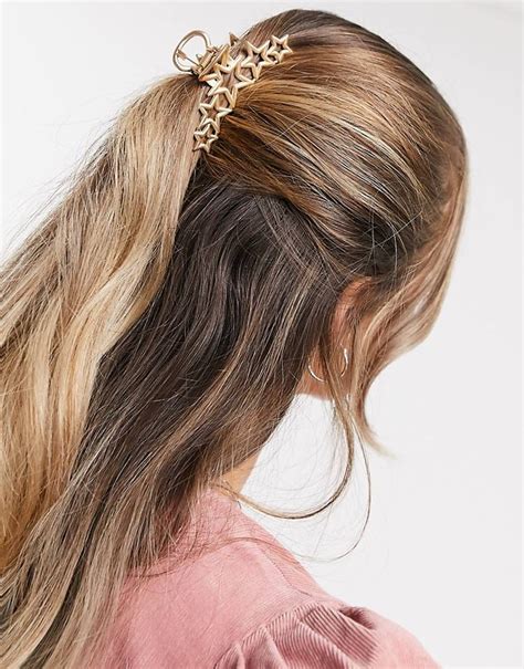 Asos Design Hair Clip Claw With Stars In Gold Tone Asos Hair Clips