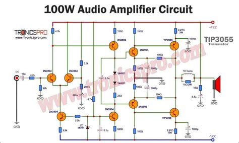 W Audio Amplifier Circuit Using Tip Tronicspro