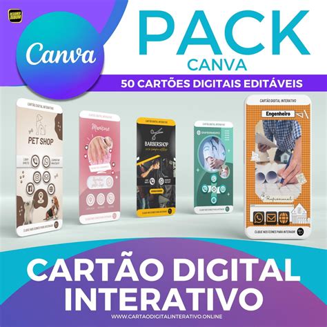 Pack Canva Cartão de Visitas Digital Interativo no Elo7 Designer