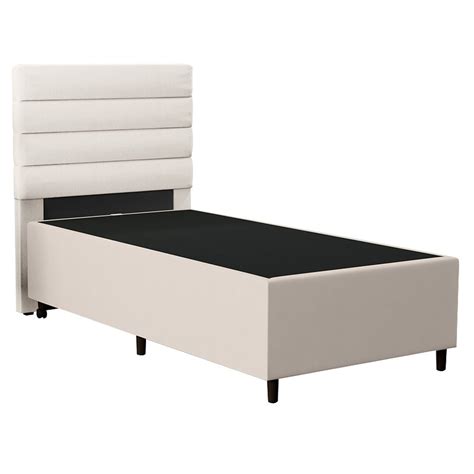 Cabeceira Base Para Cama Box Solteiro X Cm Hit Id Suede Bege