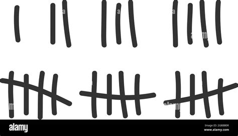 Tally Marks Isolated On White Background Flat Vector Illustration