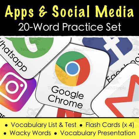 Apps And Social Media Vocabulary Flash Cards Word List Quiz Games And More By Teach Simple