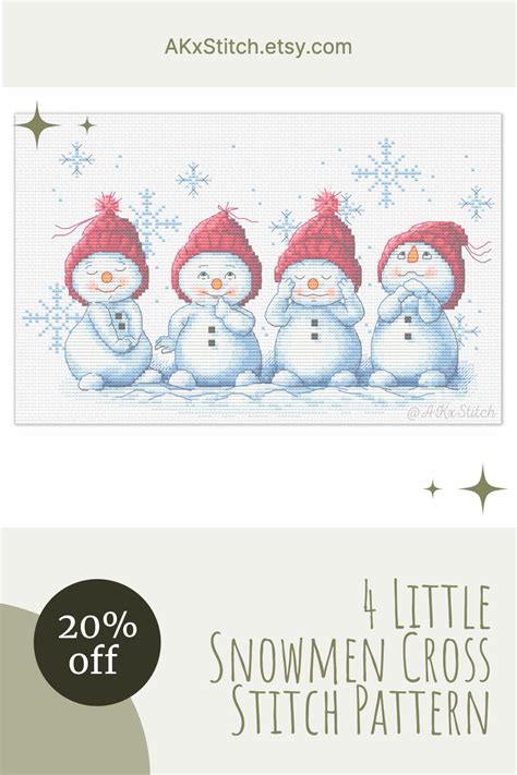 Snowmen Cross Stitch Pattern From Akxstitchery On Sale For