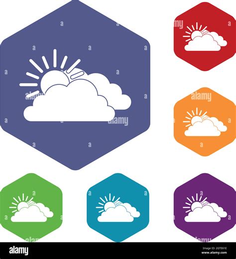 Sun And Cloud Icons Set Stock Vector Image Art Alamy