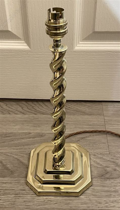 Antiques Atlas Edwardian Brass Barley Twist Table Lamp As A