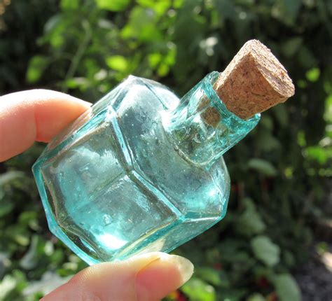 Antique Teal Glass Ink Bottle This Small Aqua Blue Octagonal Etsy Uk Small Ts Writer