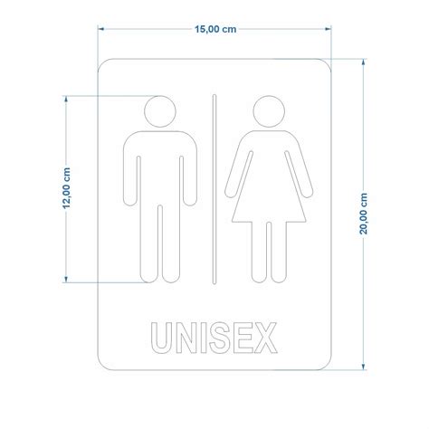 Placa de Sinalização Banheiro Unisex em PS Textura Aço Inox Números